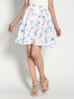 カラーフラワーフレアスカート/サックス