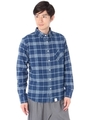 【AZUL by moussy】ネルチェック長袖BDシャツ/BLU
