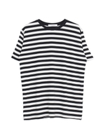 ネックラインボーダーTシャツ/ブラック