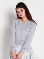 カギ刺繍カーデ/ブルー