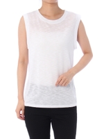 【AZUL by moussy】TRスラブロールアップノースリプルオーバー/O/WHT