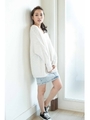 【AZUL by moussy】C/RスラブヤーンVネック長袖プルオーバー/LIME