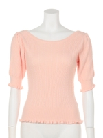 【F&A】バックリボンケーブル編み半袖ニットプルオーバー/LIGHT PINK