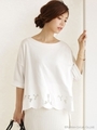 裾レースモチーフプルオーバー/ホワイト