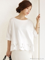 裾レースモチーフプルオーバー/ホワイト