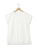 天竺×レースコンビプルオーバー/オフホワイト(003)