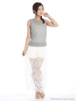 畔前後差裾ヒゲレースマキシアンサンブル/コイアオ