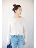 【AZUL by moussy】ウォッシャブルソフトタッチクルーネックニットプルオーバー/O/WHT