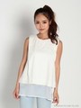 シフォンレイヤードスリットトップス/ホワイト