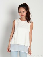 シフォンレイヤードスリットトップス/ホワイト