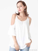 ショルダーオープンギャザーTOPS/WHT