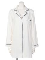 パイピングシャツワンピ/ホワイト