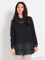 カットソー×シャツブロードチュニック/チャコール