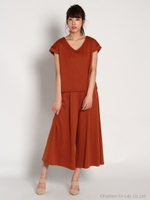 フレンチスリーブカットソーセットアップ/アカチャ