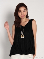 アクセ付裾タックプルオーバー/カーキ