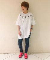 星プリントビッグTワンピース