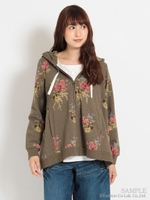 フラワーピッキングプリントパーカー/グレー