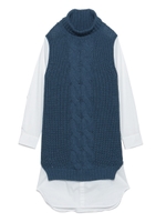 [Balcony and Bed]デニム風縄編みシャツワンピース/WHT