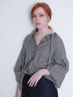 STRIPE BOW THE BLOUSE/BEG