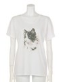 CATプリントTシャツ/グレー