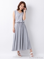 C・T/Rプリーツマキシ/OP/クロ