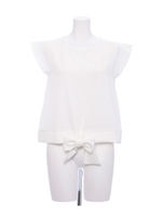 【2ndline】袖フリルフロントリボンブラウス/ホワイト