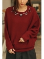 【AZUL by moussy】7Gバルキービジュードルマン長袖ワンピース/NVY