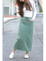 【AZUL by moussy】裏毛マキシスカート/L/KHA