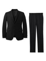 ウールシルク シャドーチェック シングルスーツ/ブラック(419)