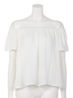 クリアフラワーオフショルTOPS/オフホワイト