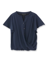 シフォンカシュクールブラウス/ネイビー(093)