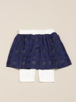 チェックシフォンスカートスパッツ付き/ネイビー