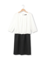 ツィード切り替えワンピース/ネイビー(493)