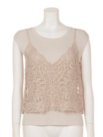 ノースリニット×レースキャミＳＥＴ/ピンクベージュ