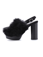 フェイクファーサンダル/BLK