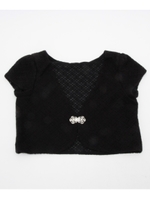 フラワービジューつきレース編みボレロ/ブラック(019)