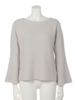 フレア袖ボートネックニット/ベージュ