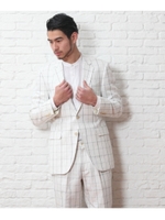 リネン混ウインドウペンジャケット/ホワイト(201)