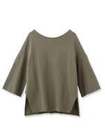 後ろVネックビックスリーブカットソー/カーキ(027)