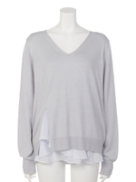 裾フリルVニット/ボルドー