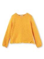 裾フリンジショート丈ニット/マスタード(033)