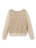 [L]レオパード切り替えニット/ベージュ(152)