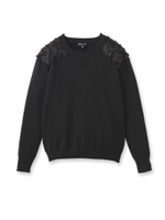 [L]花刺繍ショルダーニットプルオーバー/ホワイト(001)