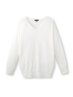 [S]VネックBIGシルエットニット/ホワイト系(002)