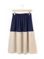 ◆バイカラーミモレ丈スカート/ネイビー(593)