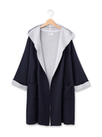 フーデッドロングカーディガン/ネイビー(593)