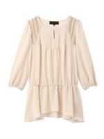 [L]シャーリングジョーゼットブラウス/ナチュラル(050)