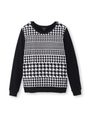 [L]千鳥グラデーションニット/ブラック(519)