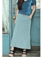 【AZUL by moussy】30/-Cスラブ天竺マキシスカート/L/BLK