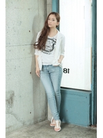 【AZUL by moussy】TRベア天竺ドレープP 7分カットジャケット/O/WHT